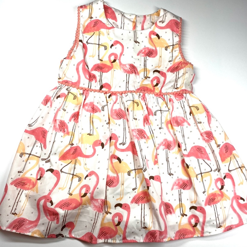 Flamingo sleeveless frock with buttoned back